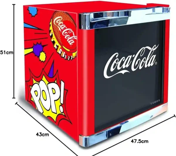 CUBES Coca Cola PopArt køleskab 48 L – Stilfuldt drikkekøleskab - Billede 3